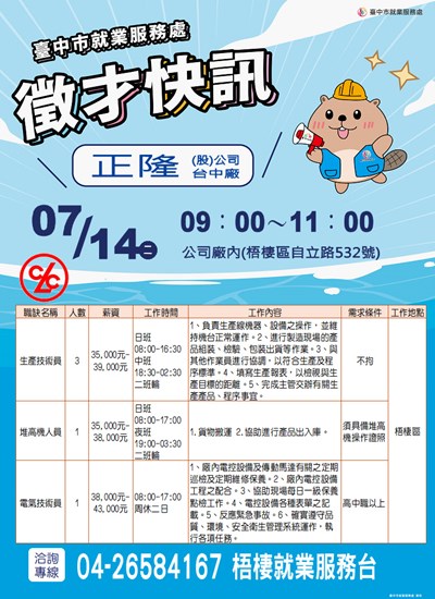 單徵DM-0714正隆(股)公司台中廠