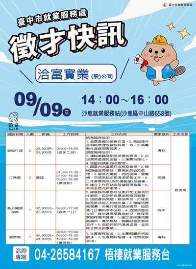 單徵DM-0909洽富實業(股)公司